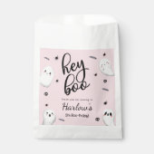 Hey Boo Pink Ghost Halloween Verjaardag Welkom Bedankzakje (Voorkant)