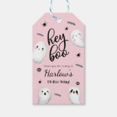 Hey Boo Pink Ghost Halloween Verjaardag Welkom Cadeaulabel (Voorkant)