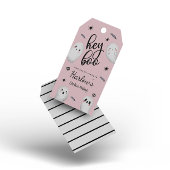 Hey Boo Pink Ghost Halloween Verjaardag Welkom Cadeaulabel