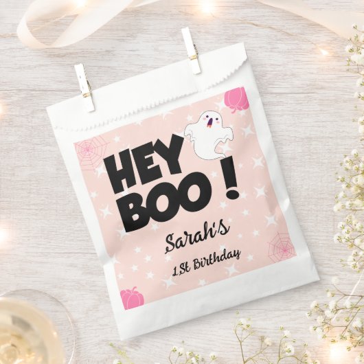 Hey Boo Pink Halloween Ghost Verjaardagsfeest Bedankzakje (Geknipt)