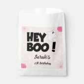 Hey Boo Pink Halloween Ghost Verjaardagsfeest Bedankzakje (Voorkant)