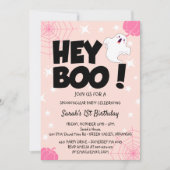 Hey Boo Pink Halloween Ghost Verjaardagsfeest Kaart (Voorkant)