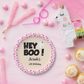 Hey Boo Pink Halloween Ghost Verjaardagsfeest Papieren Bordje (Feest)