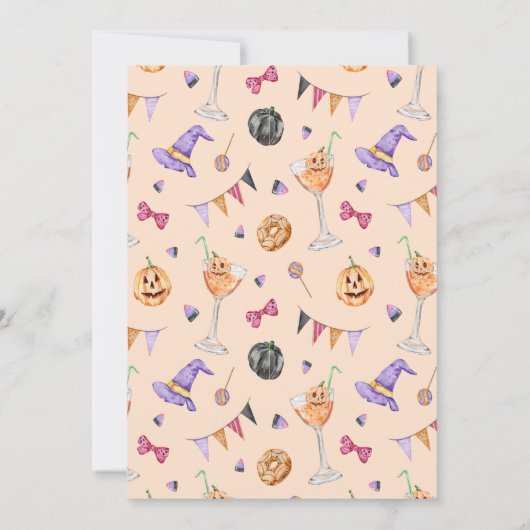 Hey Boo Pumpkin Cocktail Halloween Verjaardag Kaart (Achterkant)