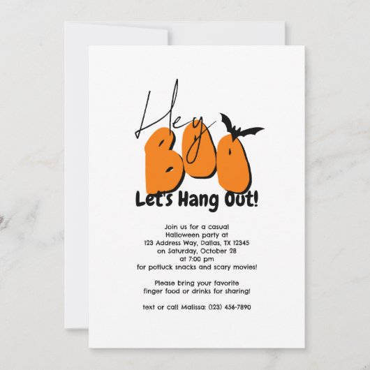 Hey Boo Retro Bats Spiders Casual Halloween Party Kaart (Voorkant)