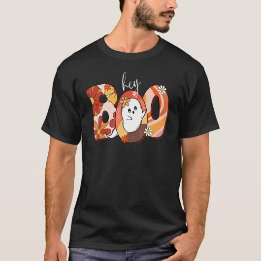 Hey Boo Retro Halloween Ghost T-shirt (Voorkant)