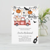 hey boo rode pompoen pick-up truck Baby shower Kaart (Staand voorkant)