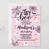 Hey Boo, roze Halloween Kaart (Voorkant)