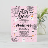 Hey Boo, roze Halloween Kaart (Staand voorkant)