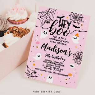 Hey Boo, roze Halloween Kaart