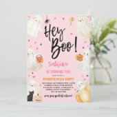 Hey Boo Roze Halloween Spooktacular Girl Verjaarda Kaart (Staand voorkant)