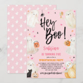 Hey Boo Roze Halloween Spooktacular Girl Verjaarda Kaart (Voorkant / Achterkant)