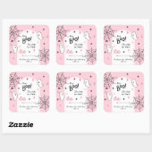 Hey Boo Roze Halloween Tweede Verjaardagsgunst Vierkante Sticker (Vel)