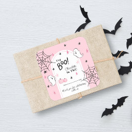 Hey Boo Roze Halloween Tweede Verjaardagsgunst Vierkante Sticker