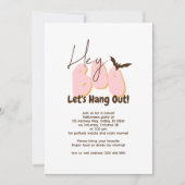 Hey Boo Roze Vleermuizen Spinnen Casual Halloween  Kaart (Voorkant)