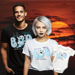 Hey Boo Schattige Blauw Bat Ghost Baby Boy 1e Hall T-shirt