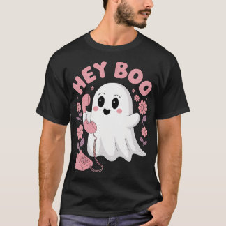 Hey Boo Schattige Ghost Funny Halloween Girls Vrou T-shirt