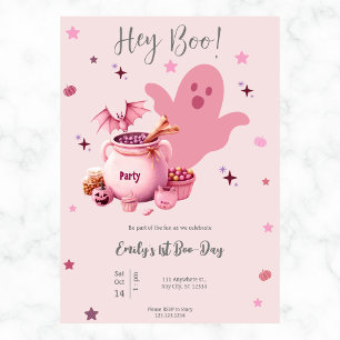 Hey Boo Schattige Ghost Halloween 1st Birthday Pin Kaart