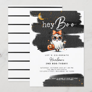 Hey Boo Schattige Ghost Halloween Verjaardag Kaart