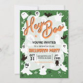 Hey Boo Schattige Spooky Ghost Halloween Party Kaart (Voorkant)