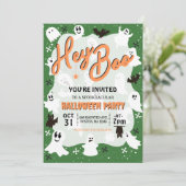 Hey Boo Schattige Spooky Ghost Halloween Party Kaart (Staand voorkant)