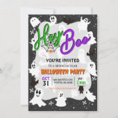 Hey Boo Schattige Spooky Ghost Halloween Party Kaart (Voorkant)