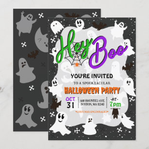 Hey Boo Schattige Spooky Ghost Halloween Party Kaart