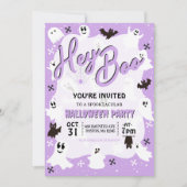 Hey Boo Schattige Spooky Ghost Halloween Party Kaart (Voorkant)