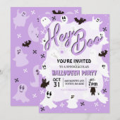 Hey Boo Schattige Spooky Ghost Halloween Party Kaart (Voorkant / Achterkant)