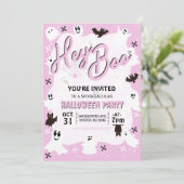Hey Boo Schattige Spooky Ghost Halloween Party Kaart (Staand voorkant)