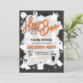 Hey Boo Schattige Spooky Ghost Halloween Party Kaart (Staand voorkant)