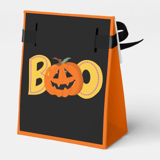 Hey Boo Schattigee Pompoen Typografie Tekenkunst Bedankdoosjes (Achterkant)