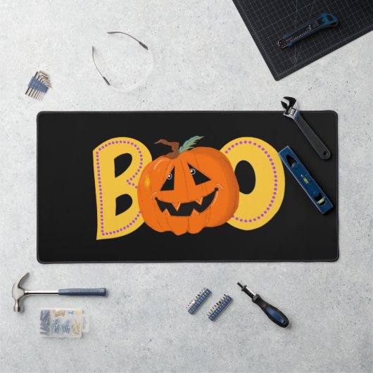 Hey Boo Schattigee Pompoen Typografie Tekenkunst Bureaumat (Werkstation)