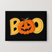 Hey Boo Schattigee Pompoen Typografie Tekenkunst Button (Voorkant)