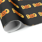Hey Boo Schattigee Pompoen Typografie Tekenkunst Cadeaupapier (Rol Hoek)