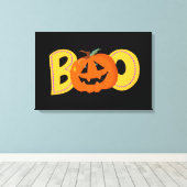 Hey Boo Schattigee Pompoen Typografie Tekenkunst Canvas Afdruk (Insitu (Houten vloer))