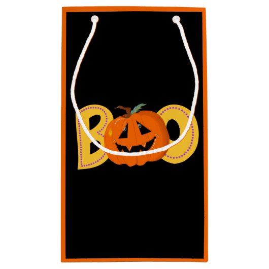 Hey Boo Schattigee Pompoen Typografie Tekenkunst Klein Cadeauzakje (Achterkant)