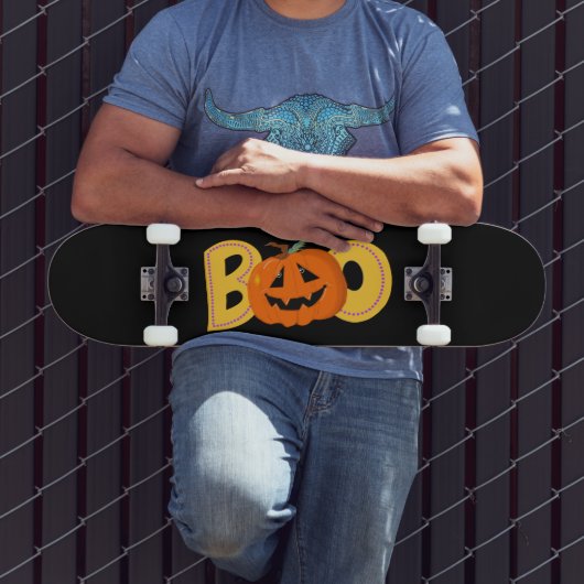 Hey Boo Schattigee Pompoen Typografie Tekenkunst Persoonlijk Skateboard (Buiten 3)