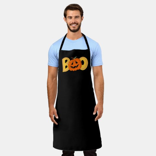 Hey Boo Schattigee Pompoen Typografie Tekenkunst Schort (Gedragen)