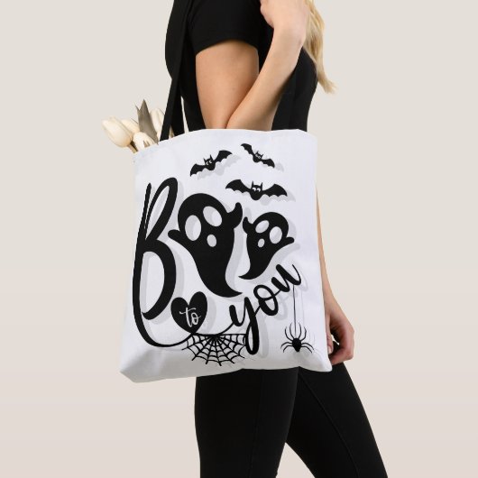 Hey Boo Simple Halloween Tote Bag (Dichtbij)