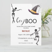 Hey Boo Skeleton Baby shower Kaart (Staand voorkant)