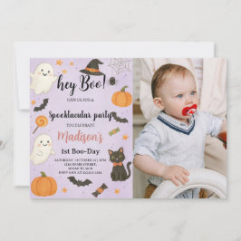 Hey Boo Spooktacular 1st Birthday Invitation Kaart