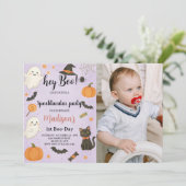 Hey Boo Spooktacular 1st Birthday Invitation Kaart (Staand voorkant)
