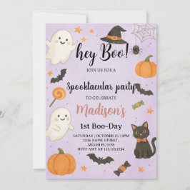 Hey Boo Spooktacular 1st Birthday Invitation Kaart