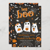 Hey Boo Spooktacular Halloween 1e Verjaardagsfeest Kaart (Voorkant / Achterkant)