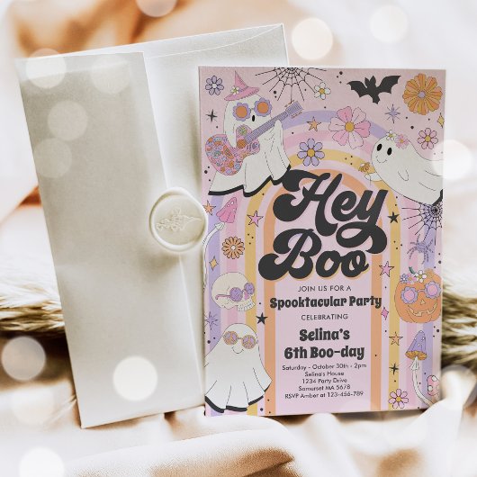 Hey Boo Spooky Halloween Groovy Ghost Kaart