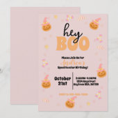 Hey Boo Spooky Halloween Verjaardagsfeestje Kaart (Voorkant / Achterkant)