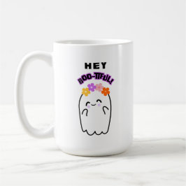 Hey Boo-tiful Schattige Ghost & Flowers Halloween  Koffiemok