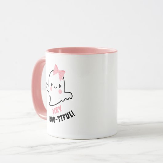 Hey Boo-tiful! Schattigee geest met roze strik Hal Mok (Voorkant links)