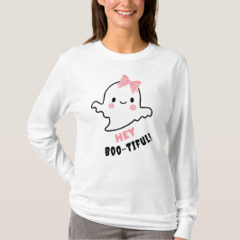 Hey Boo-tiful! Schattigee geest met roze strik Hal T-shirt